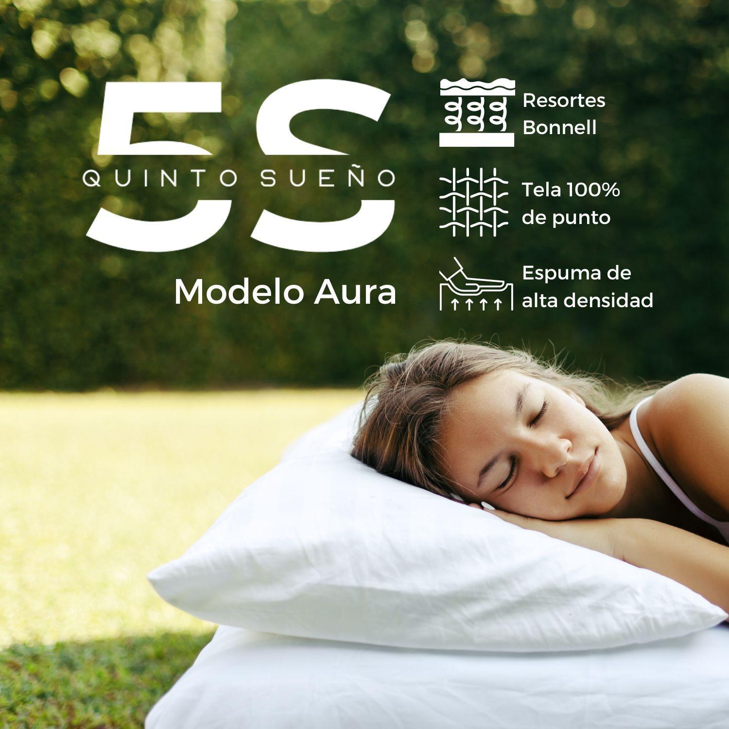 Colchón 2 Plazas De Resortes 5° Sueño Aura 150x190x21cm + 2 Almohadas De Regalo-2