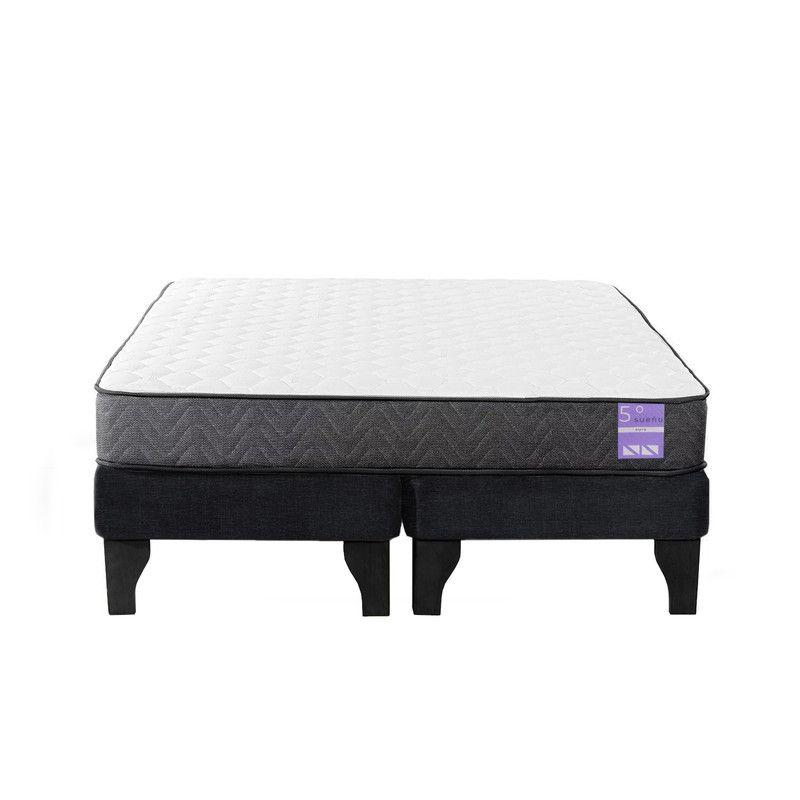 Cama Europea 2 Plazas 150x190 cm Base Colchón Negro-0
