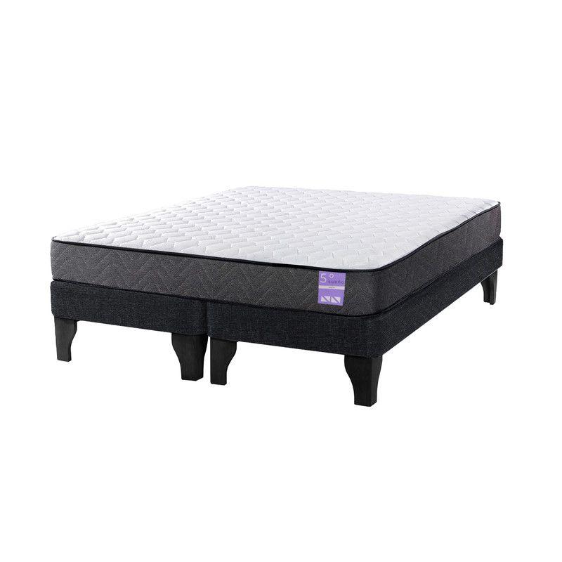 Cama Europea 2 Plazas 150x190 cm Base Colchón Negro-1
