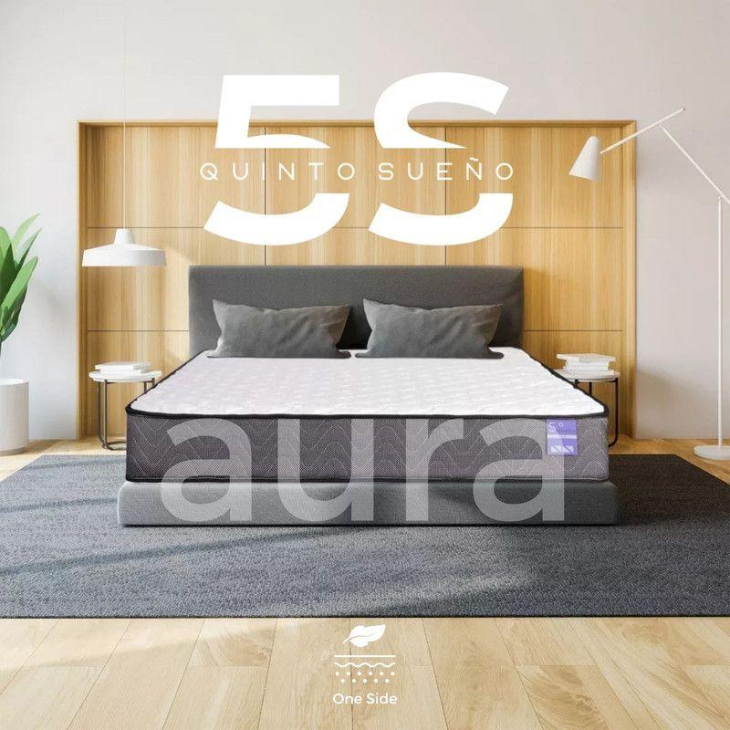 Cama Europea 1 Plaza Aura + Respaldo Tubular Negro Rosado-6
