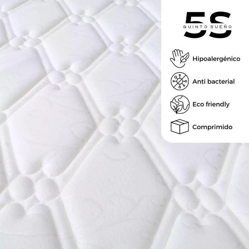 Cama Europea Galaxy 2 Plazas + Respaldo Capitoné Negro Azul-2