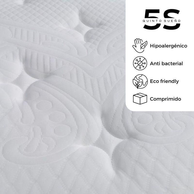 Cama Europea Stella 2 Plazas 150x190 cm Base Colchón Madera Burdeo-2