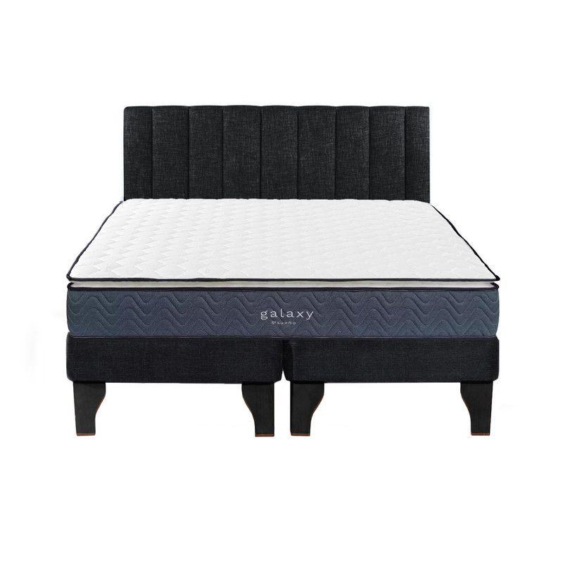 Cama Europea Galaxy 2 Plazas + Respaldo Tubular Negro-0