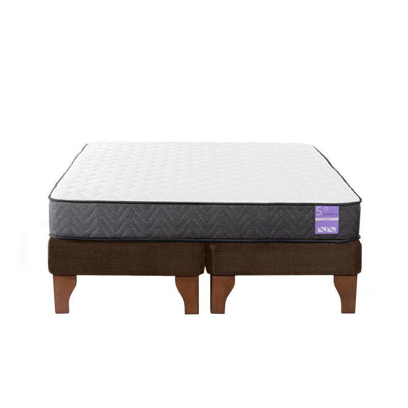 Cama Europea 2 Plazas 150x190 cm Base Colchón Madera Café-0