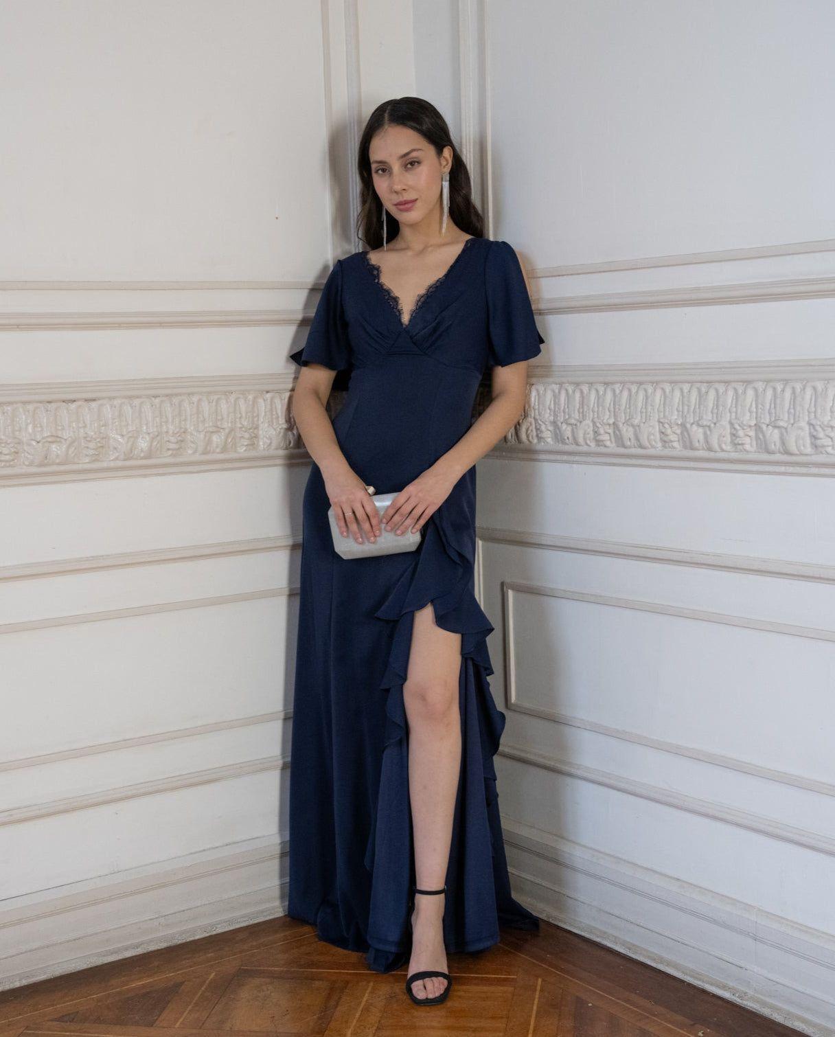 Vestido de Fiesta Lucerna Azul Oscuro-0