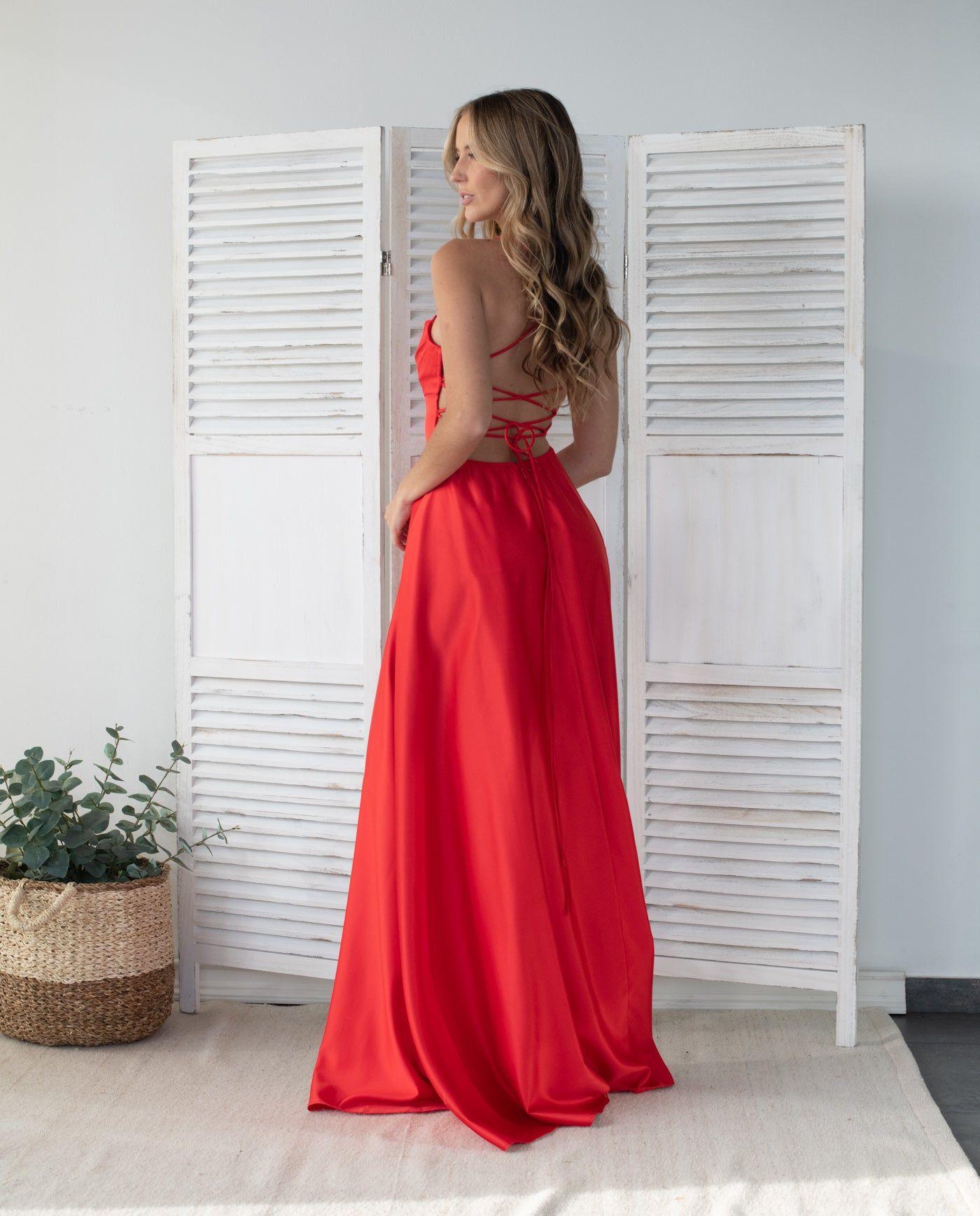 Vestido de Fiesta Largo Camila Rojo-2