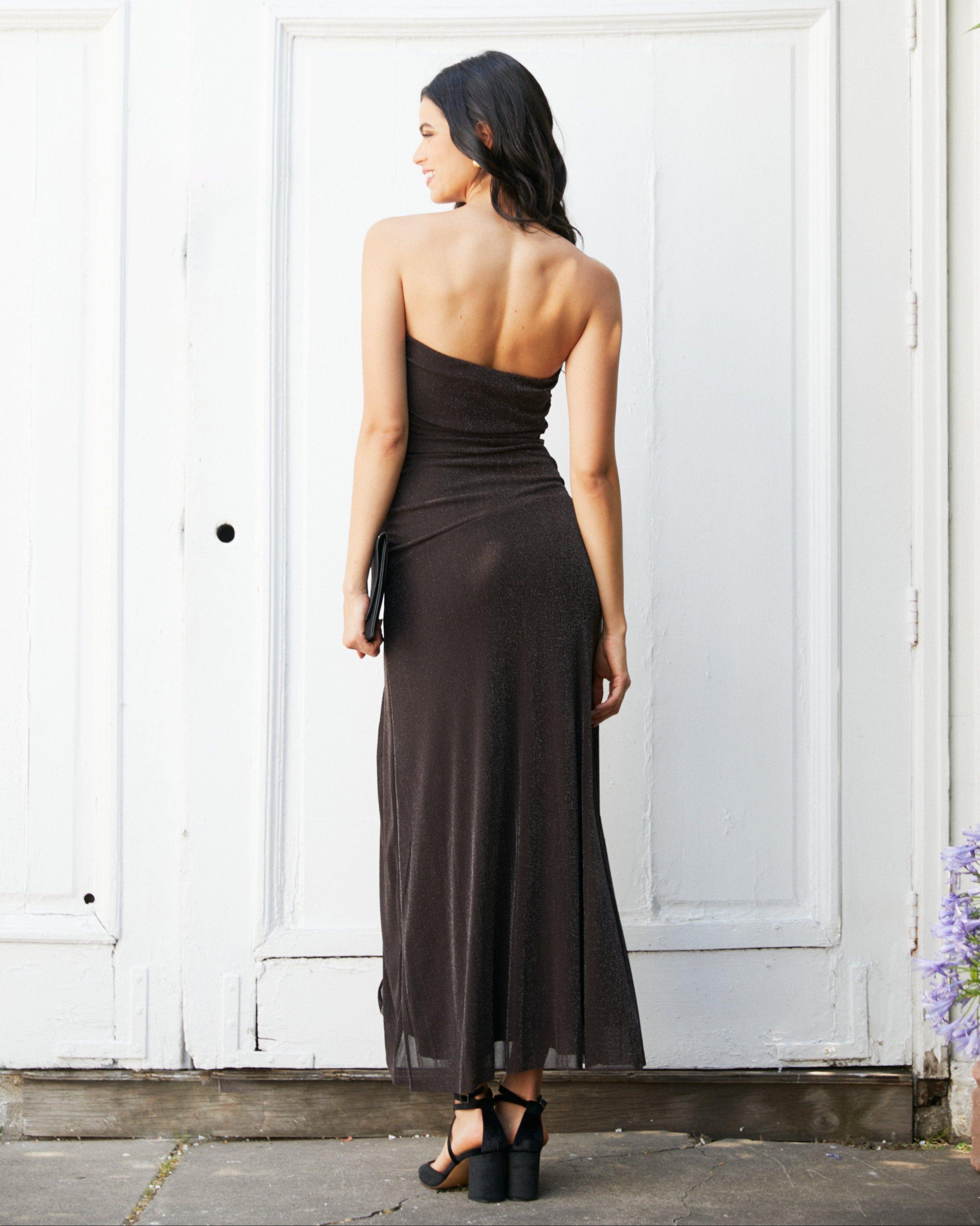 Vestido Largo de Fiesta Popi Chocolate-2