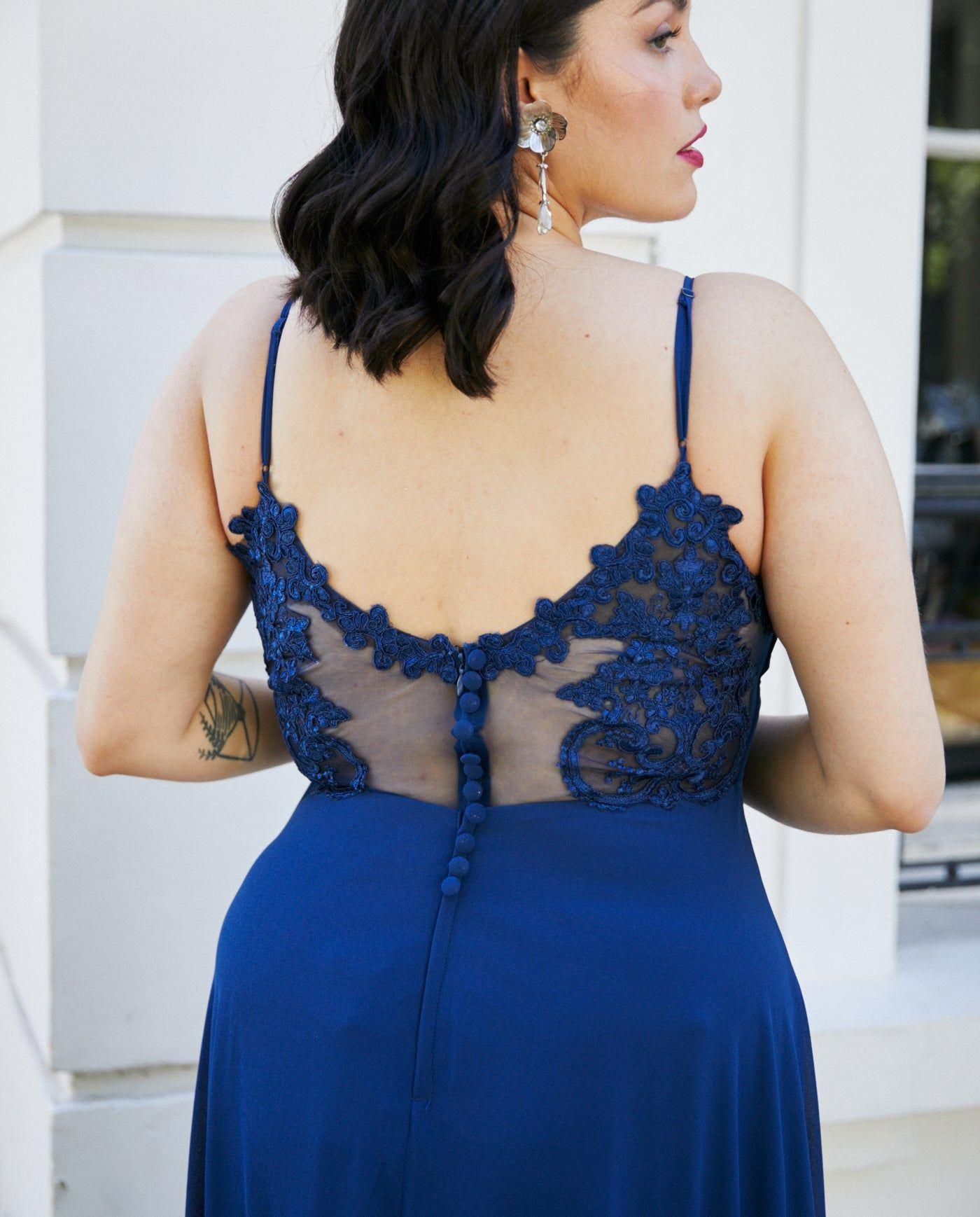 Vestido Largo de Fiesta Aria Azul Oscuro-2