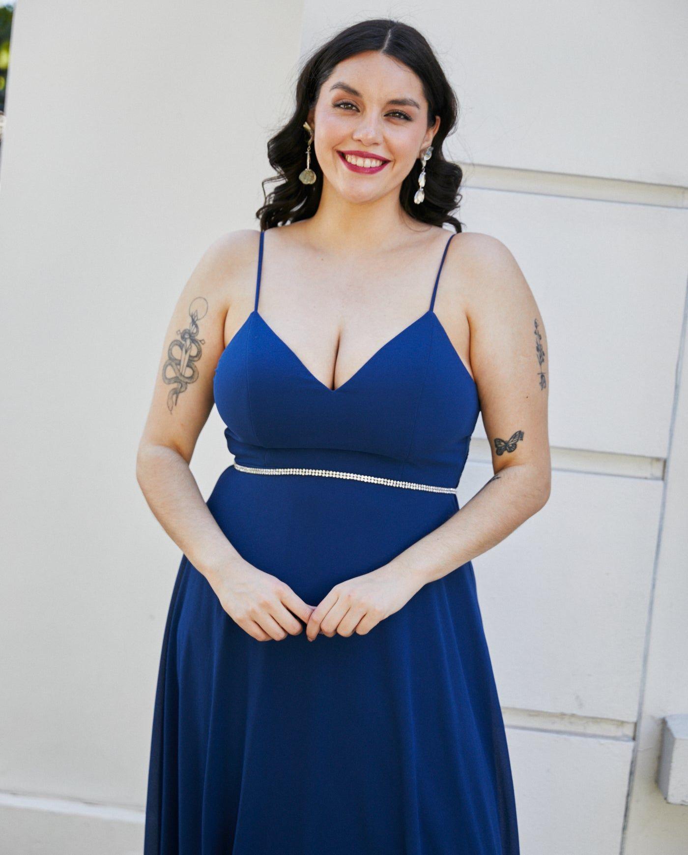 Vestido Largo de Fiesta Aria Azul Oscuro-3