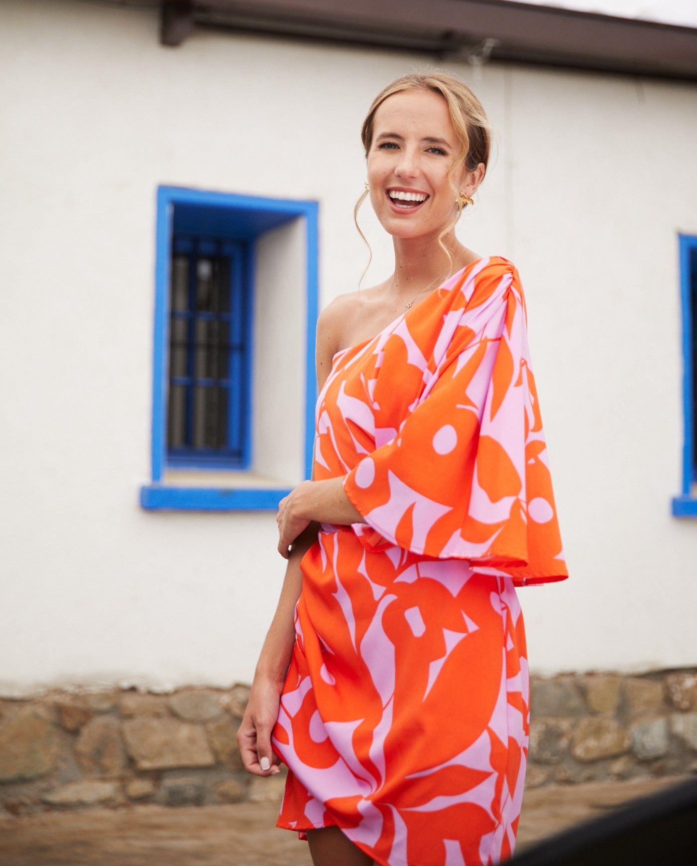 Vestido Corto de Fiesta Adela Fondo Rojo-3