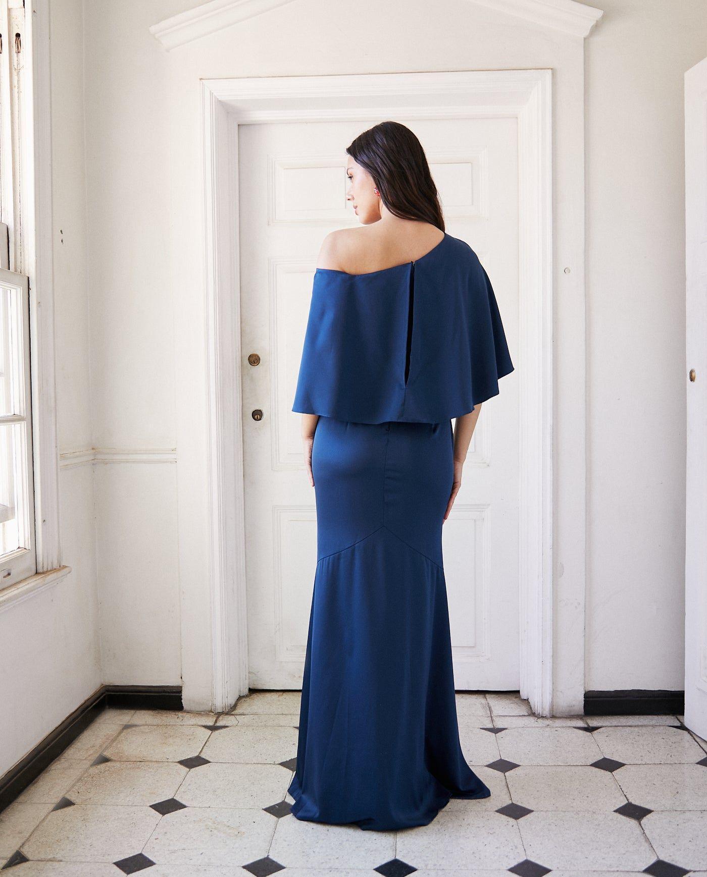 Vestido Largo de Fiesta Carolina Azul-2