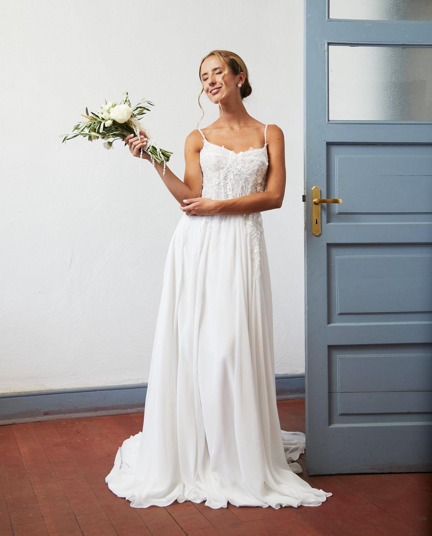 Vestido Largo de Novia Blanche Gasa Ivory-0