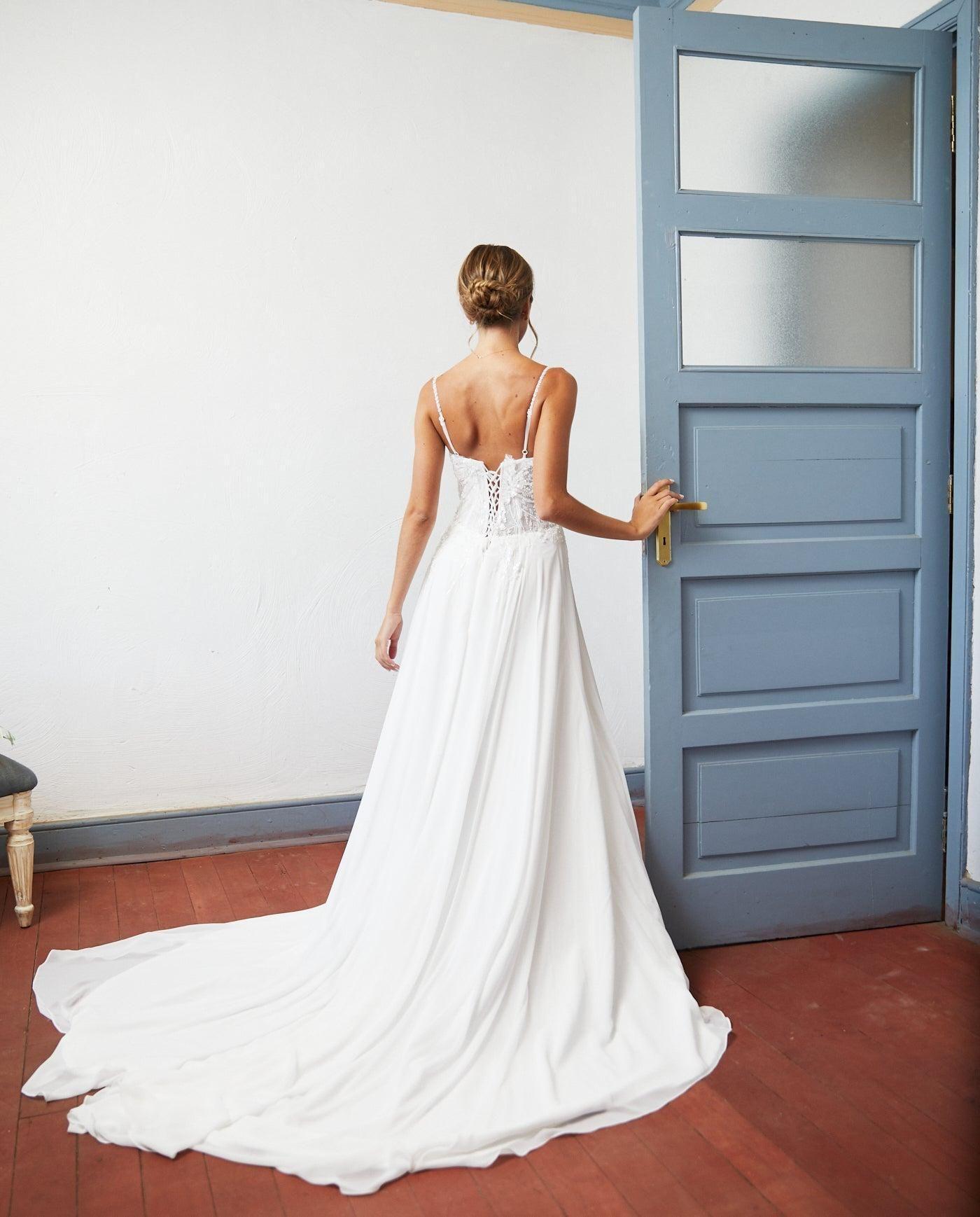 Vestido Largo de Novia Blanche Gasa Ivory-1