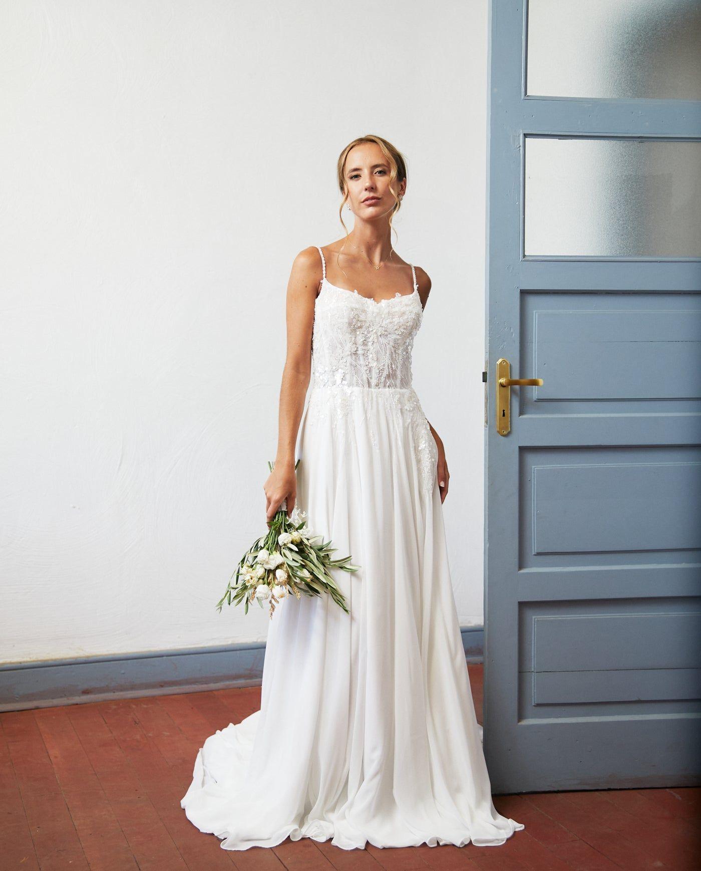 Vestido Largo de Novia Blanche Gasa Ivory-4