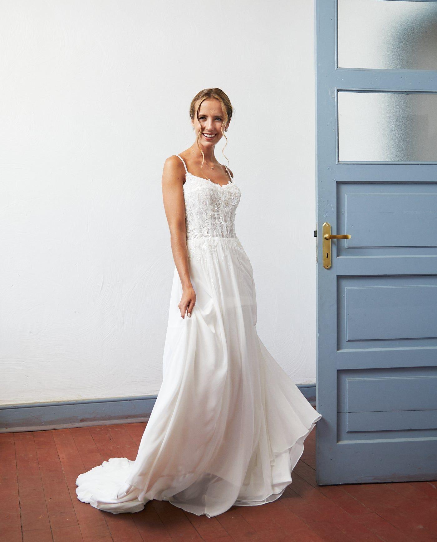 Vestido Largo de Novia Blanche Gasa Ivory-6