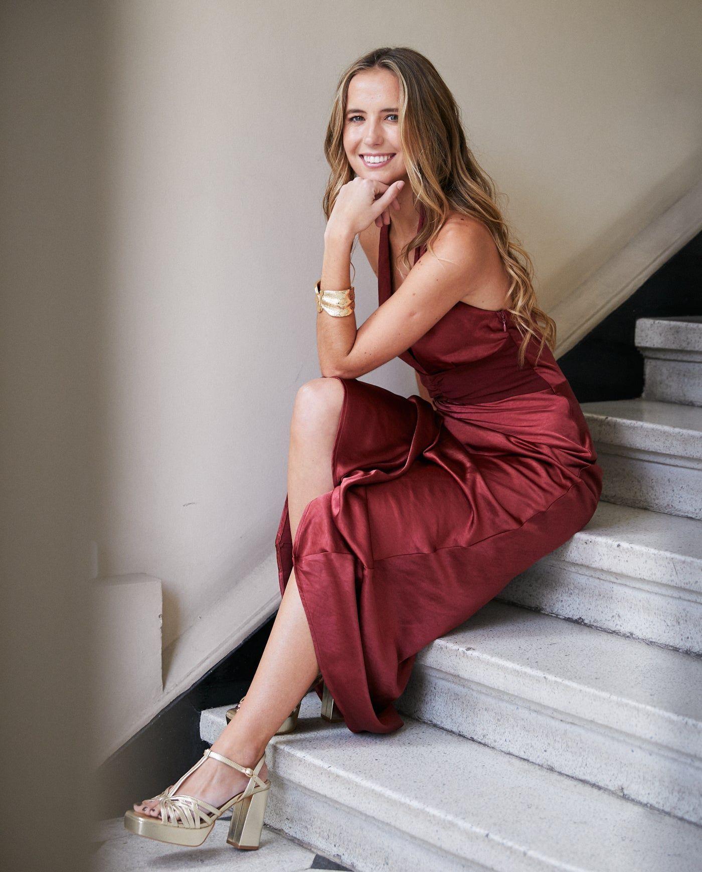 Vestido Largo de Fiesta Nala Burdeo-3