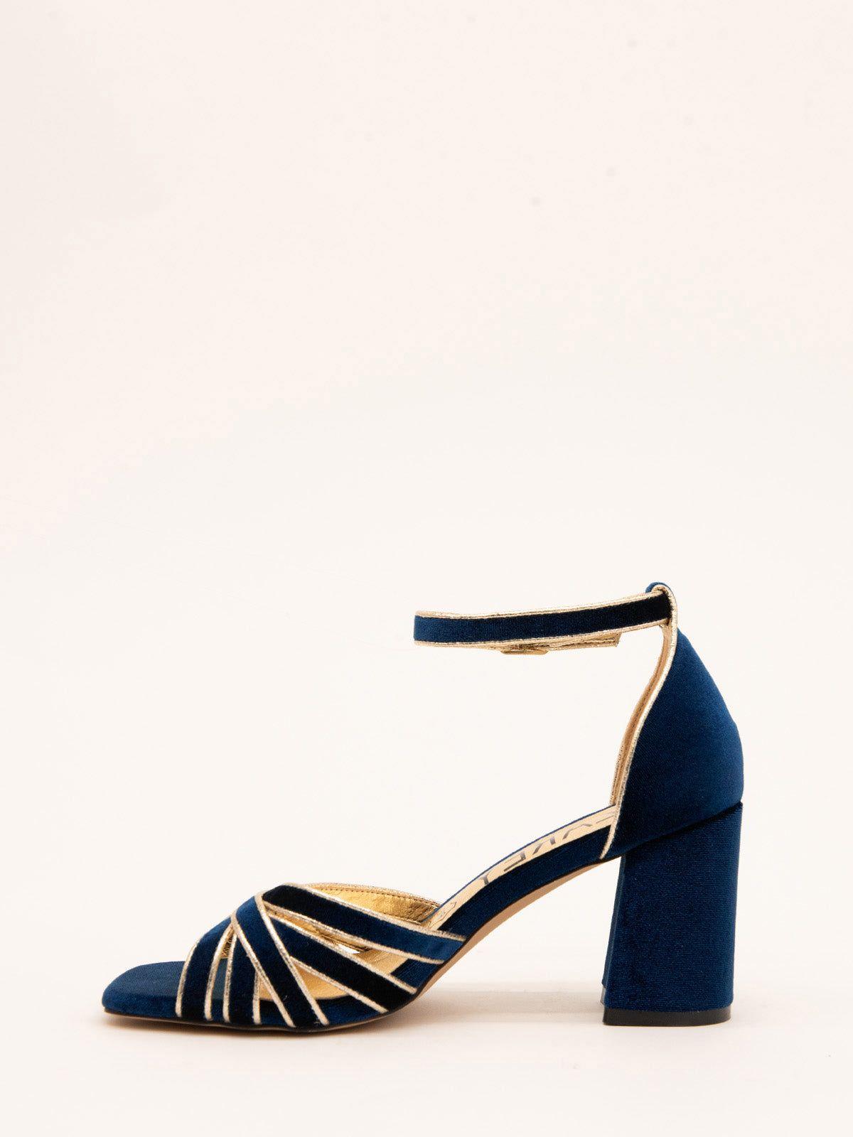 Zapato De Fiesta Terciopelo Bilbao Azul Oscuro-3