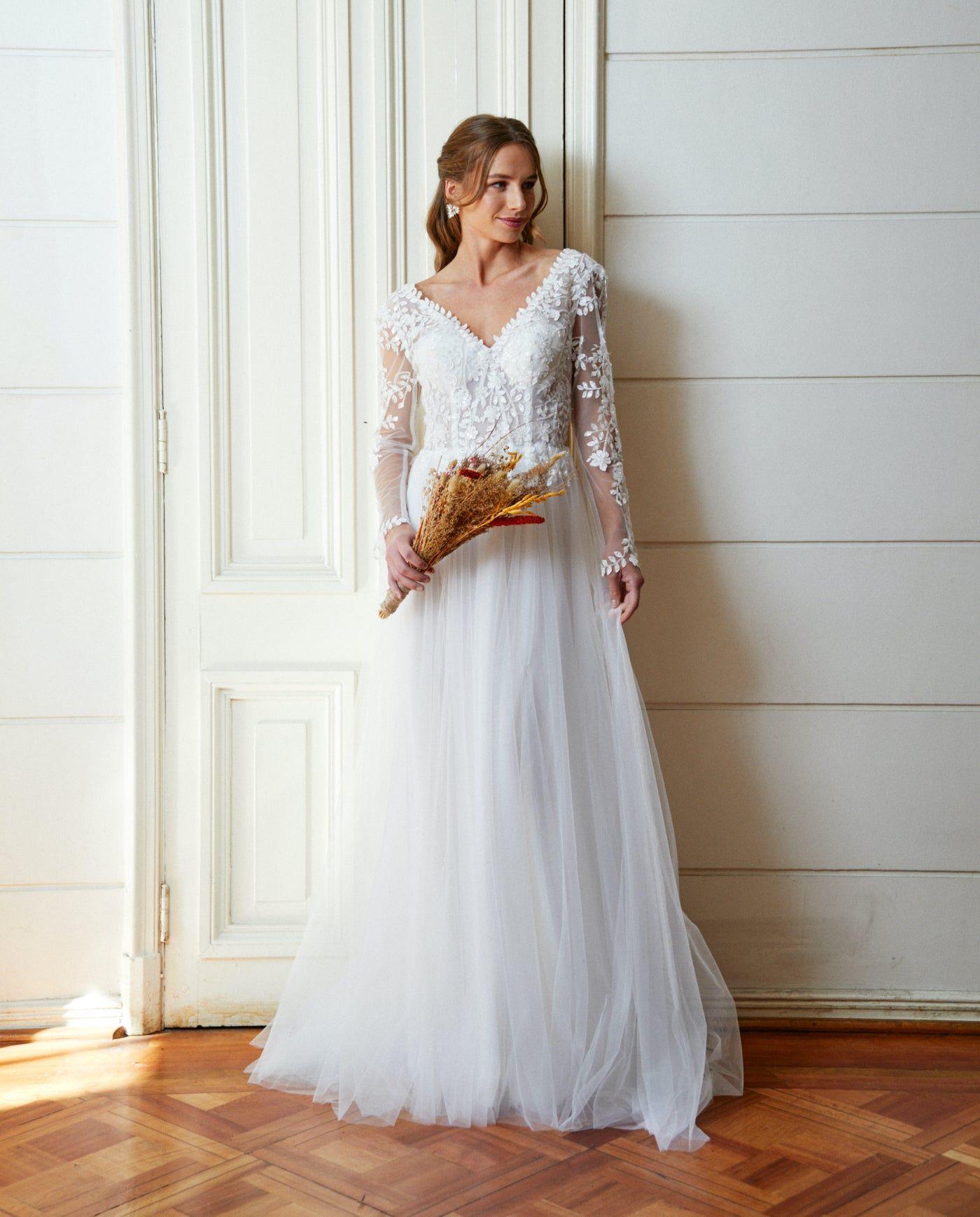 Vestido Largo de Novia Aldonza Blanco-0