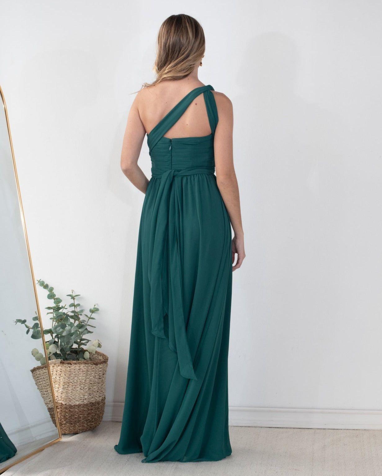 Vestido Largo de Fiesta Teodora Verde Oscuro-1