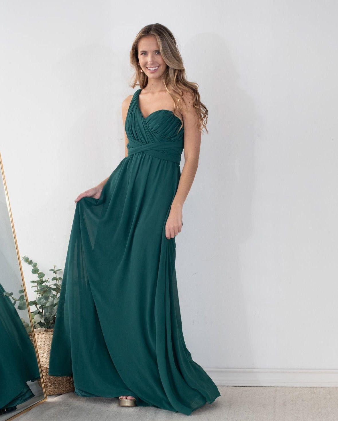 Vestido Largo de Fiesta Teodora Verde Oscuro-2