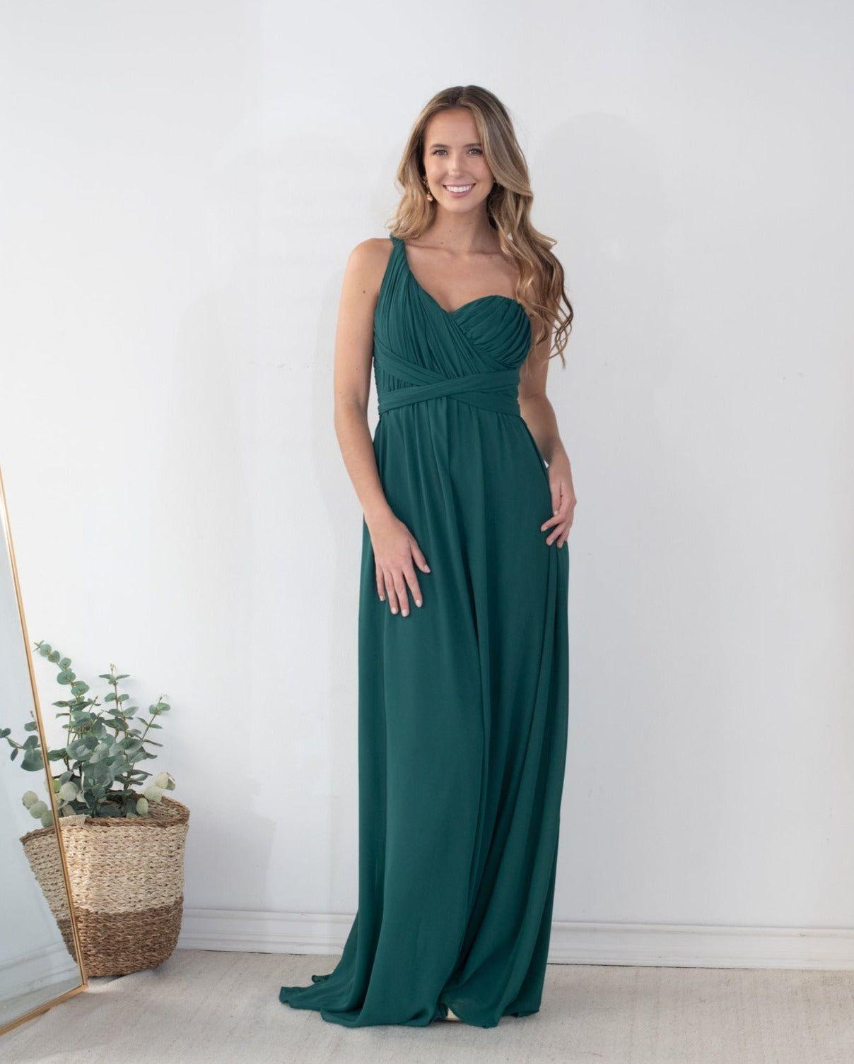 Vestido Largo de Fiesta Teodora Verde Oscuro-3