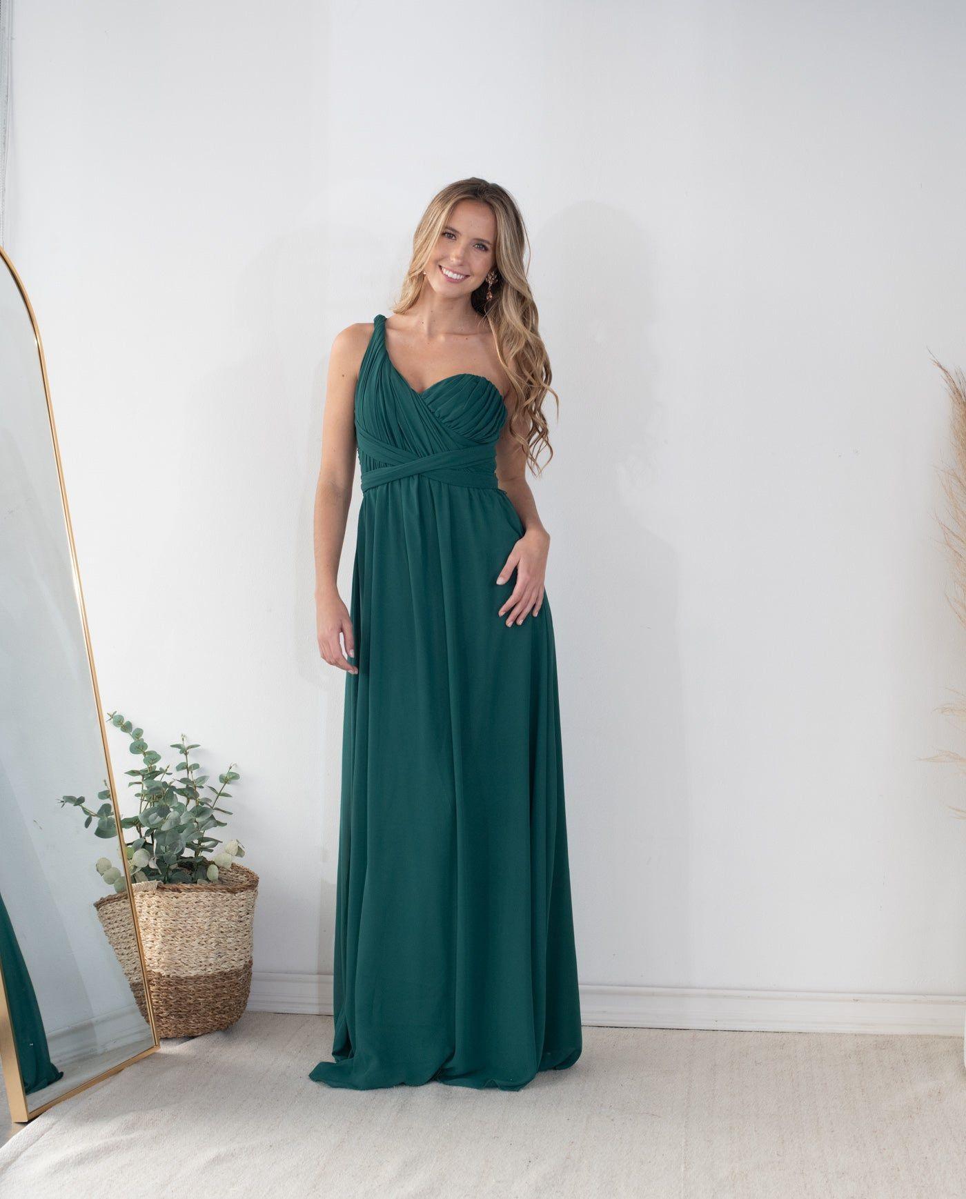 Vestido Largo de Fiesta Teodora Verde Oscuro-4