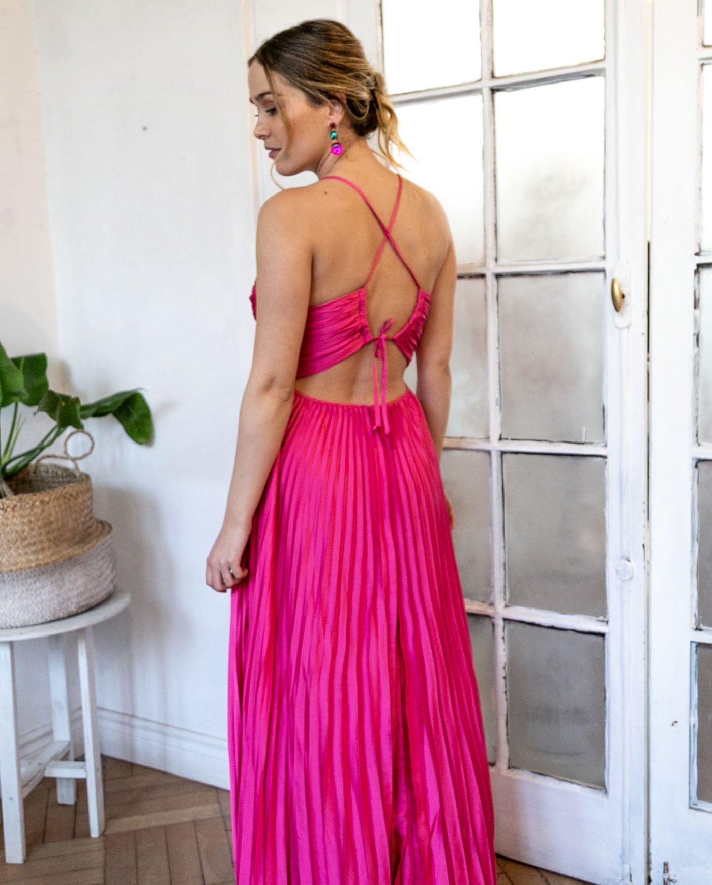 VESTIDO DE FIESTA LARGO MACA FUCSIA-1