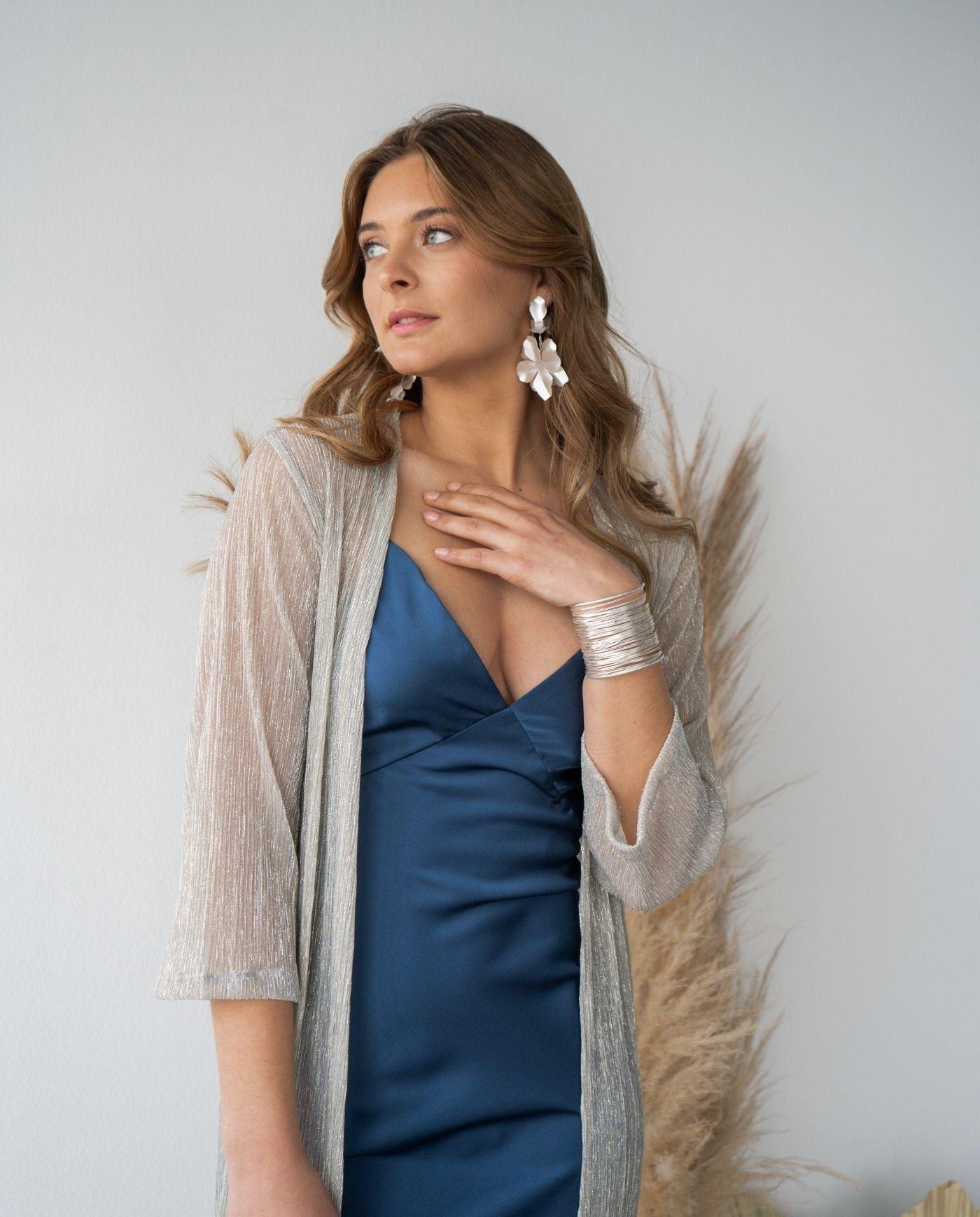 Maxi Tapado Camila Plisado Transparente Plateado-7