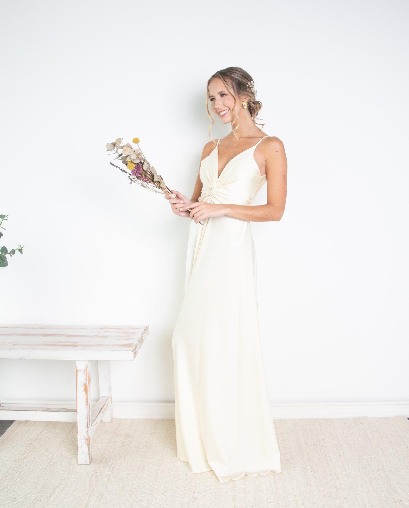 Vestido Largo Nudo Crema L/XL-2