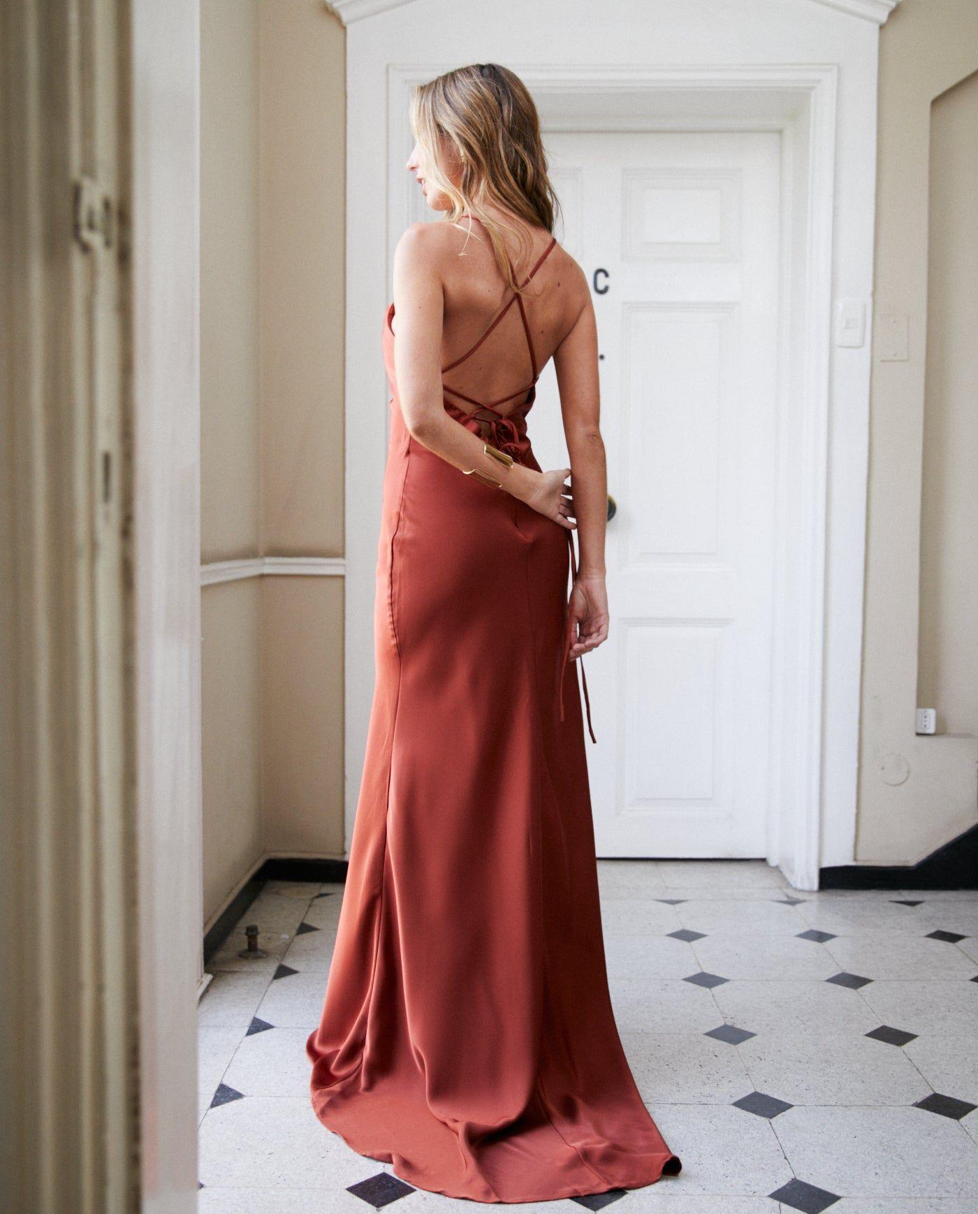 Vestido Largo de Fiesta Alina Terracota-2