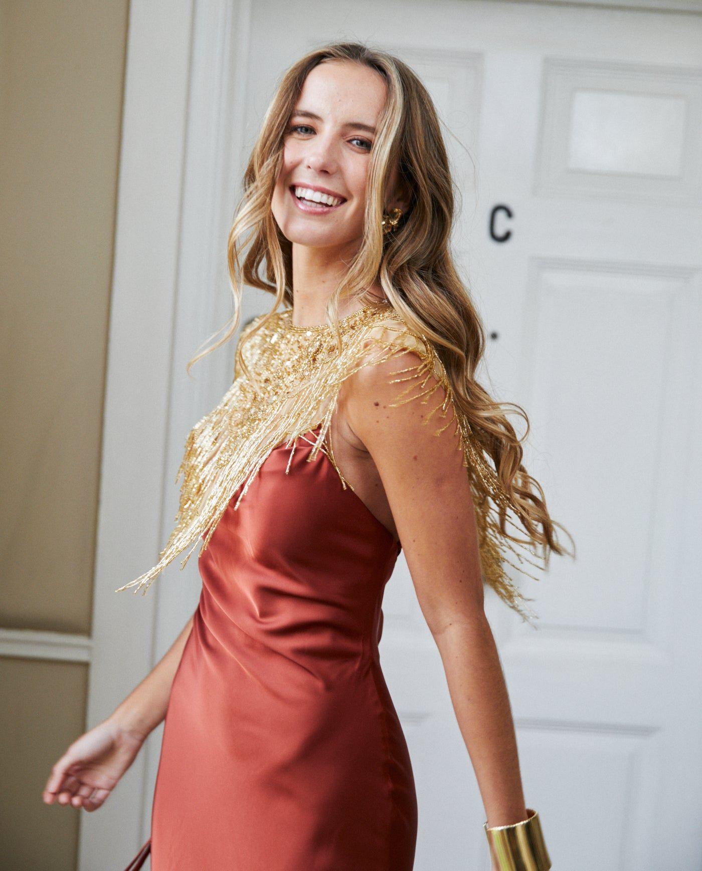 Vestido Largo de Fiesta Alina Terracota-4