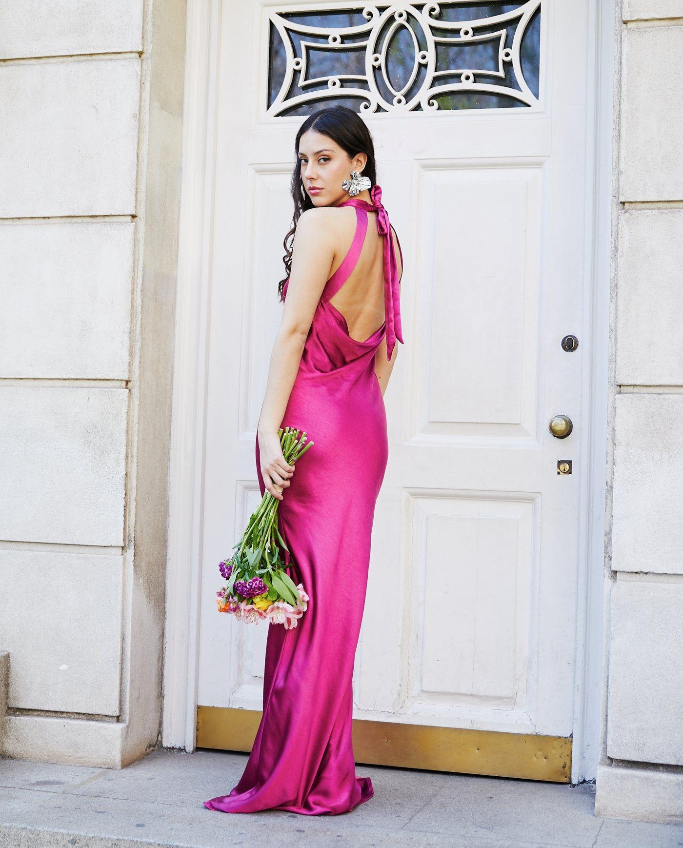 Vestido Largo de Fiesta Ana Magenta-5