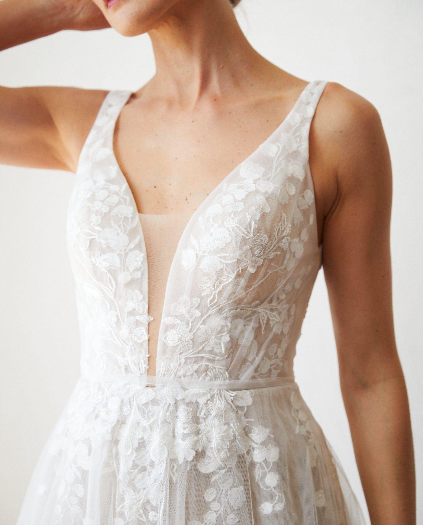 Vestido Largo de Novia Eloise Tul Nude-2