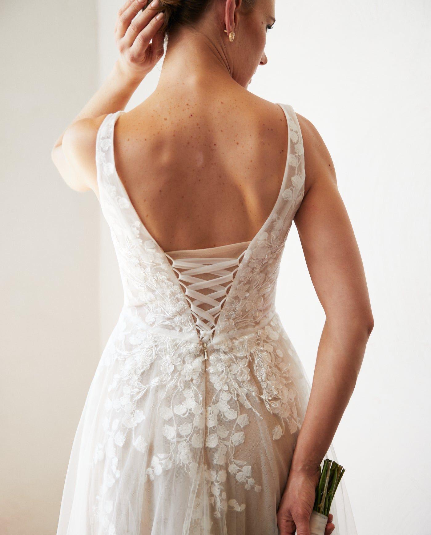 Vestido Largo de Novia Eloise Tul Nude-3
