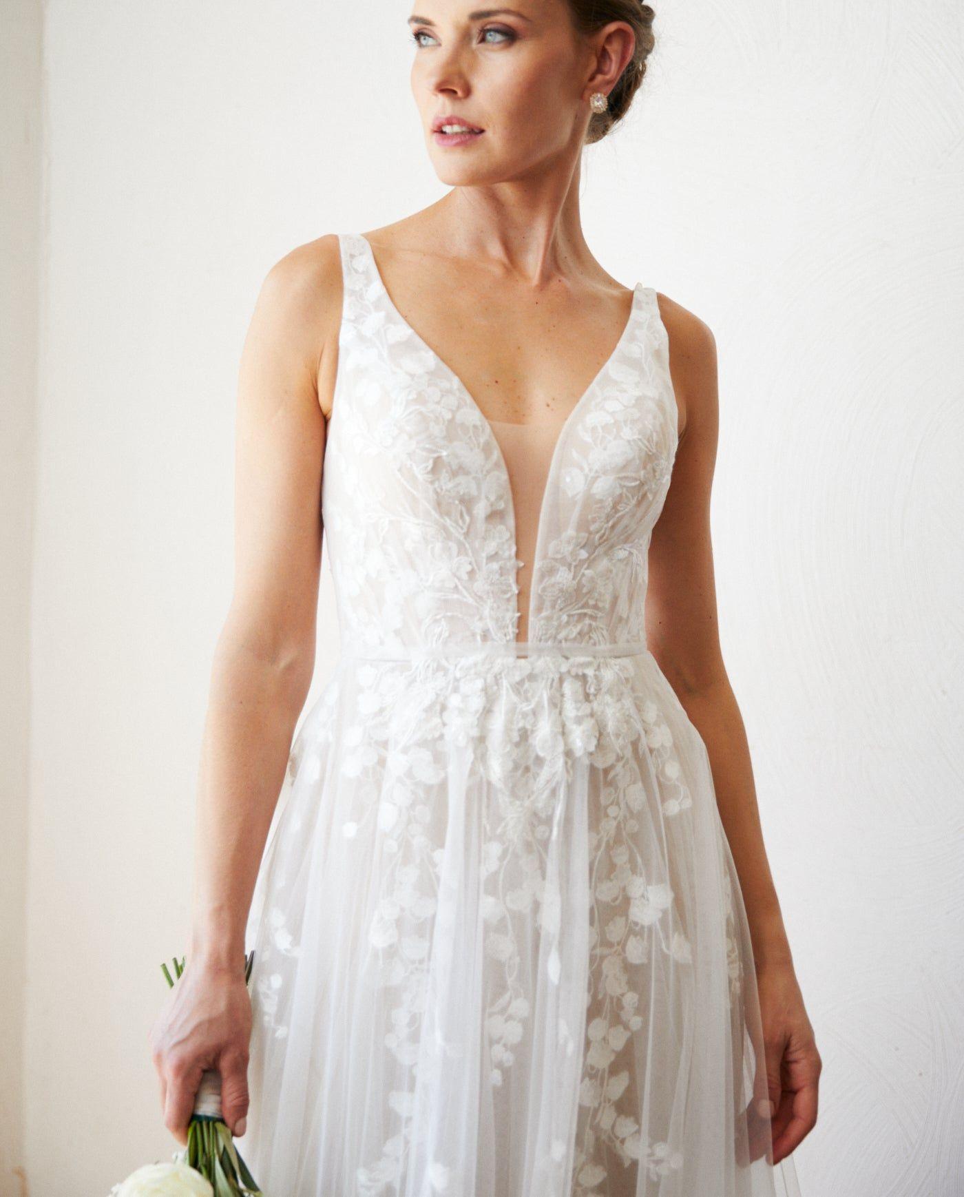 Vestido Largo de Novia Eloise Tul Nude-4