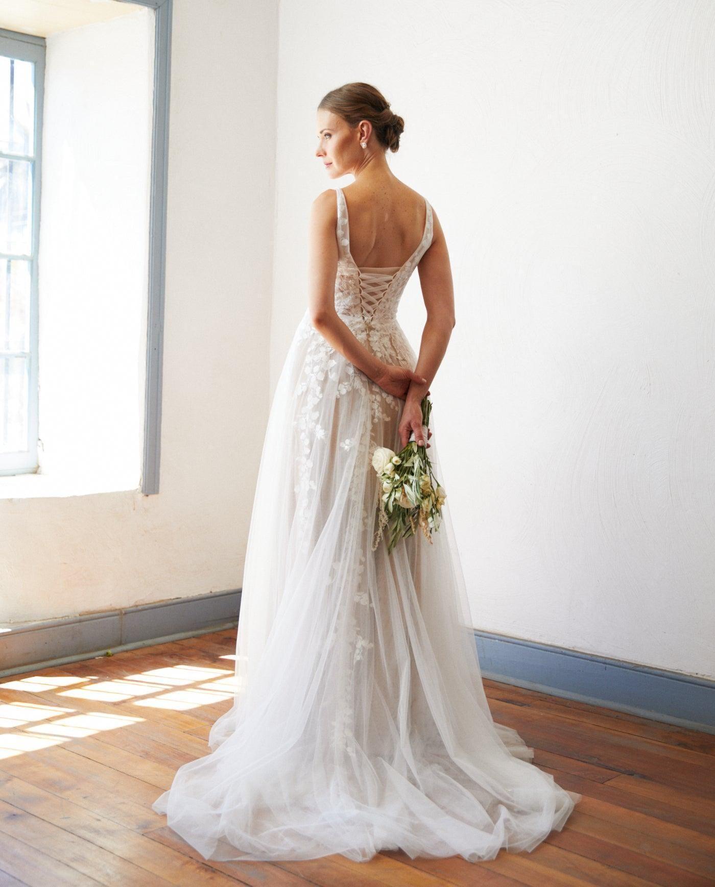 Vestido Largo de Novia Eloise Tul Nude-7