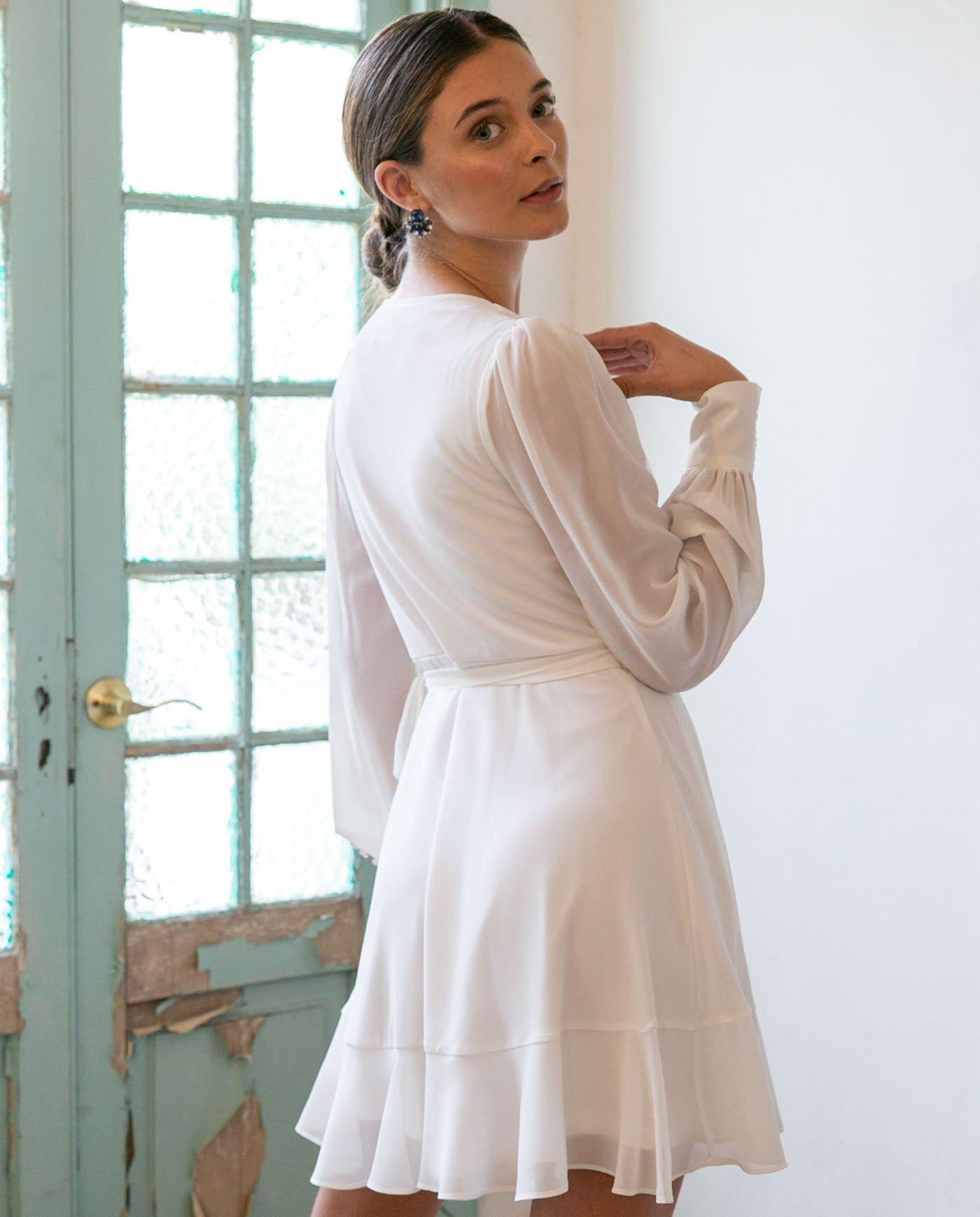 VESTIDO DE NOVIA CORTO JACINTA MANGA LARGA IVORY-1