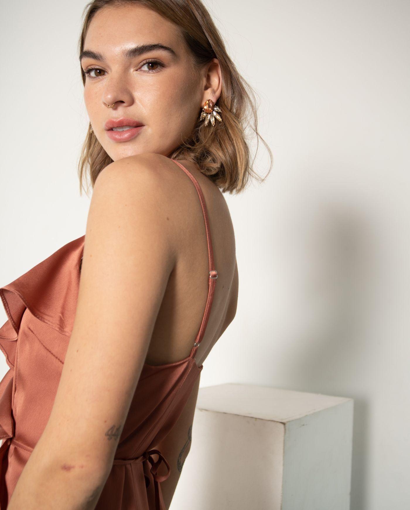 Vestido De Fiesta Midi Selma Terracota-3