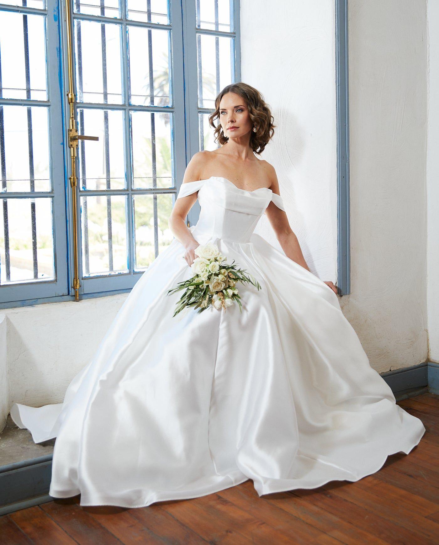 Vestido Largo de Novia Celeste Blanco-0