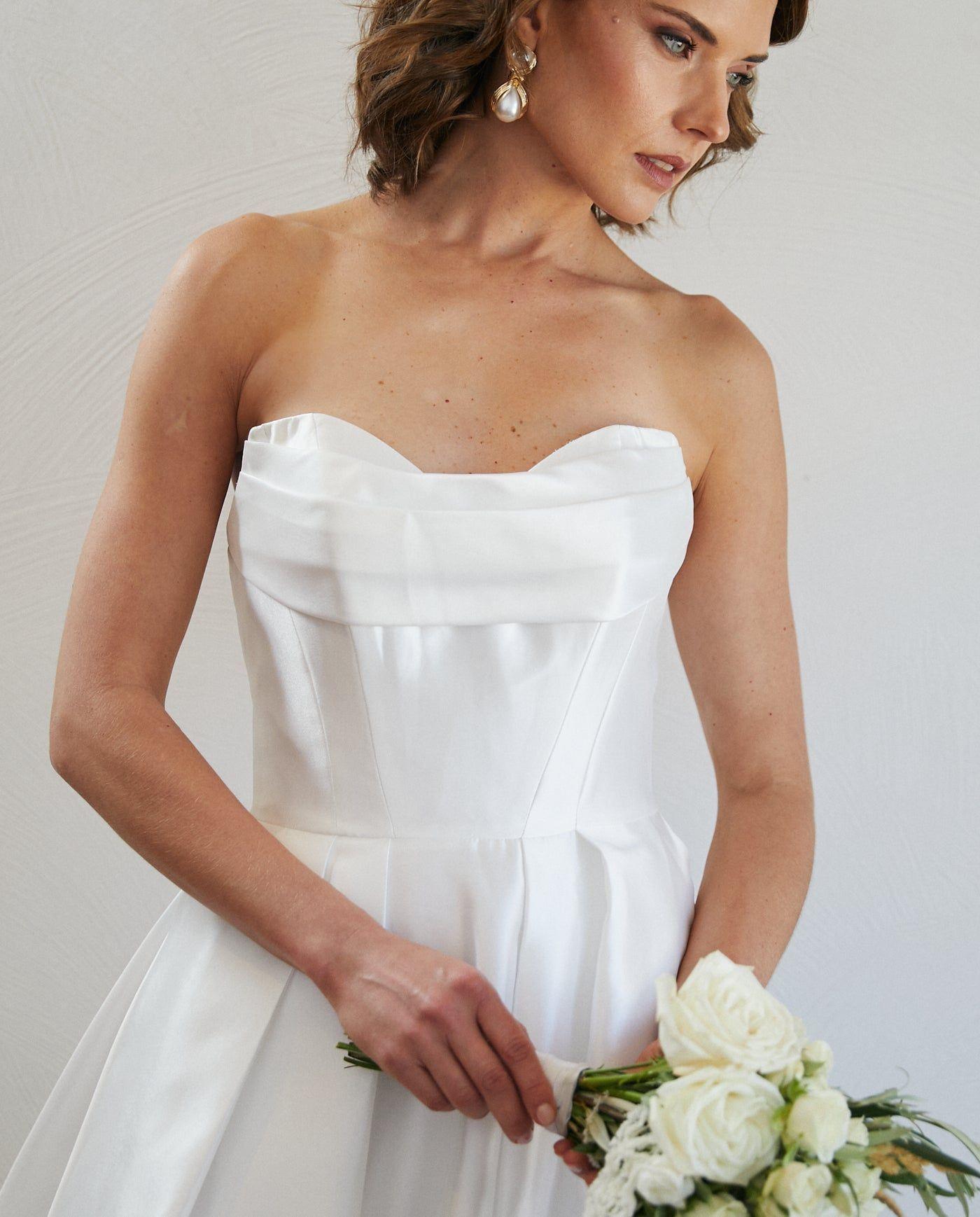 Vestido Largo de Novia Celeste Blanco-2