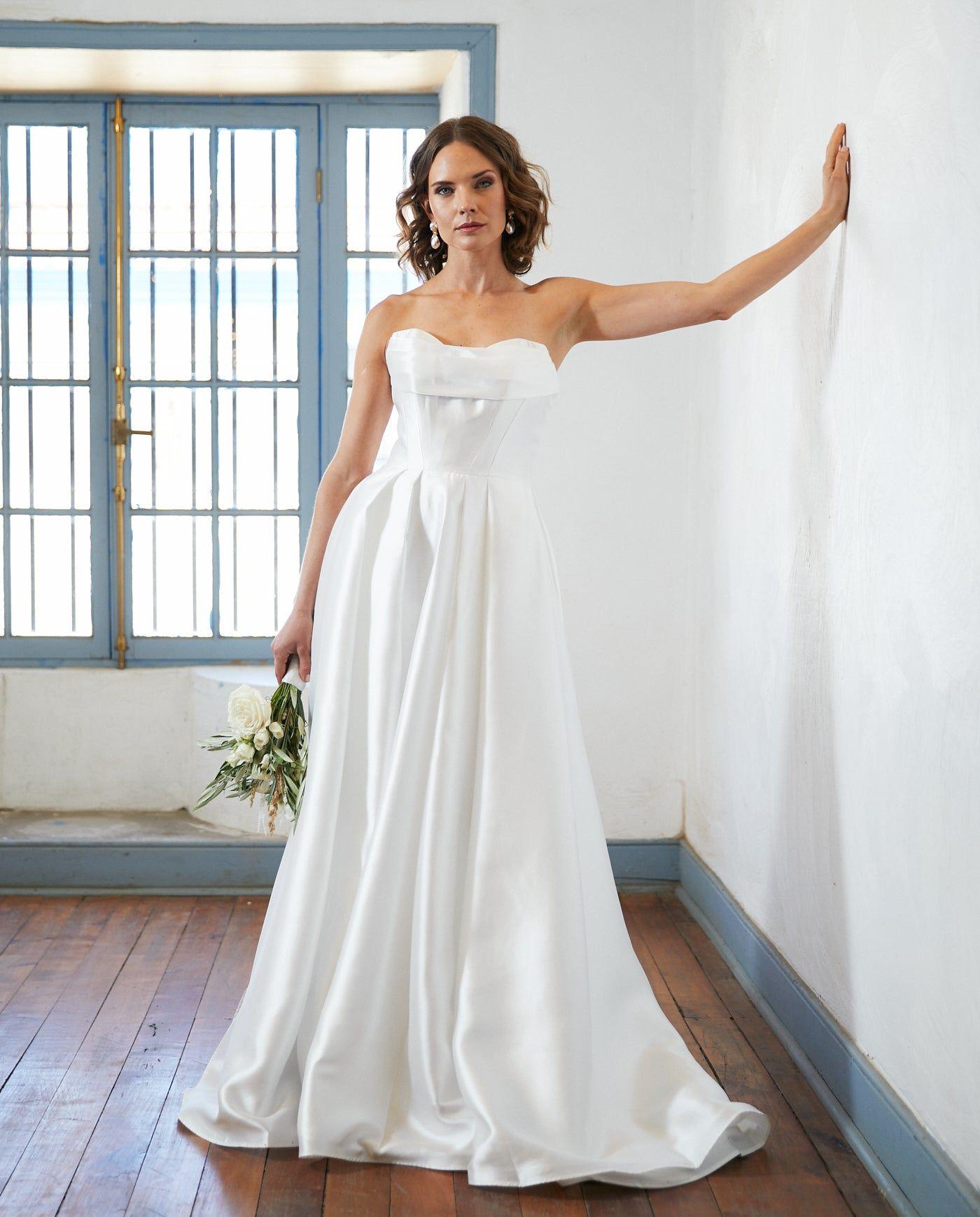 Vestido Largo de Novia Celeste Blanco-7