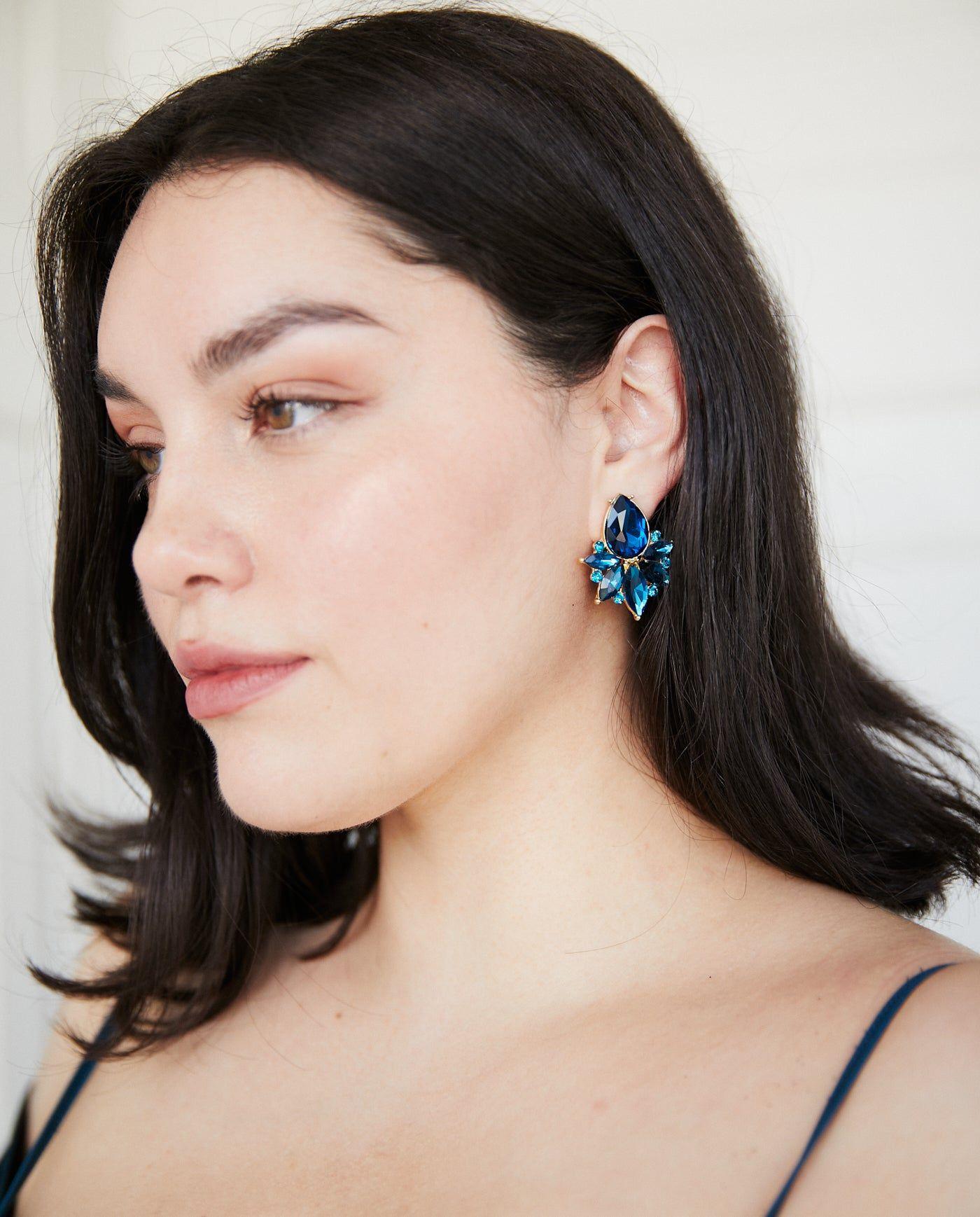 Aros Emma Gota Piedras Y Strass Turquesa-2