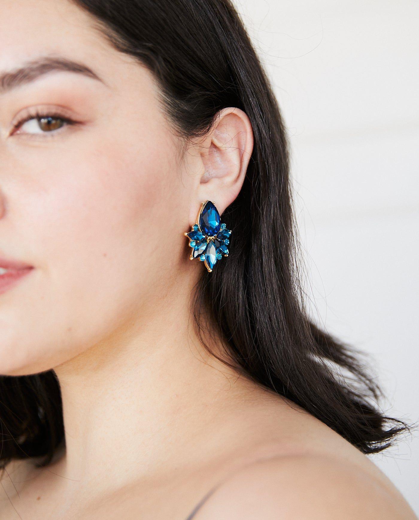 Aros Emma Gota Piedras Y Strass Turquesa-3