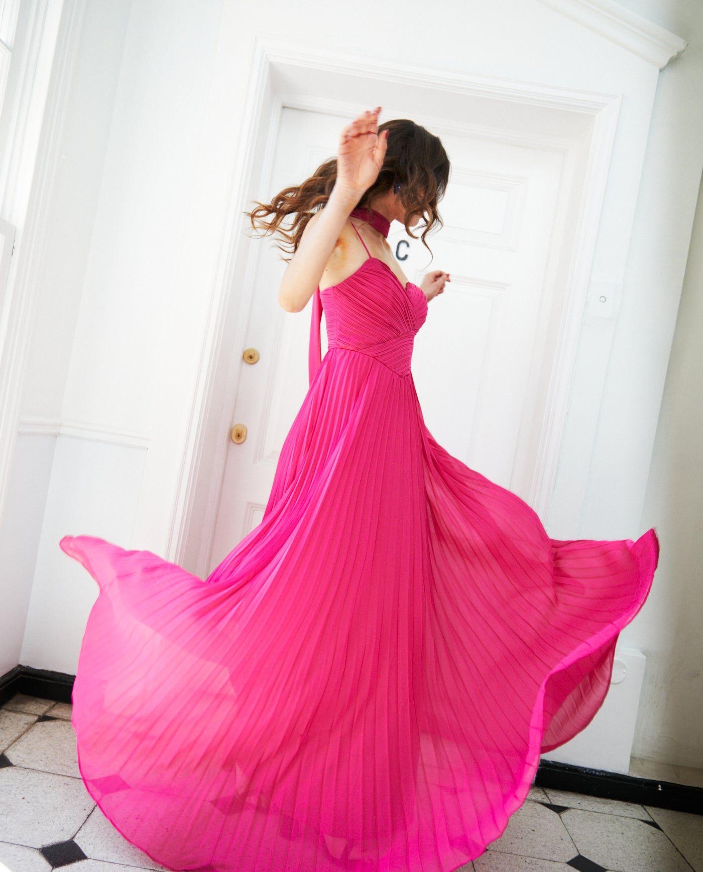 Vestido Largo de Fiesta Milagros Fucsia-2