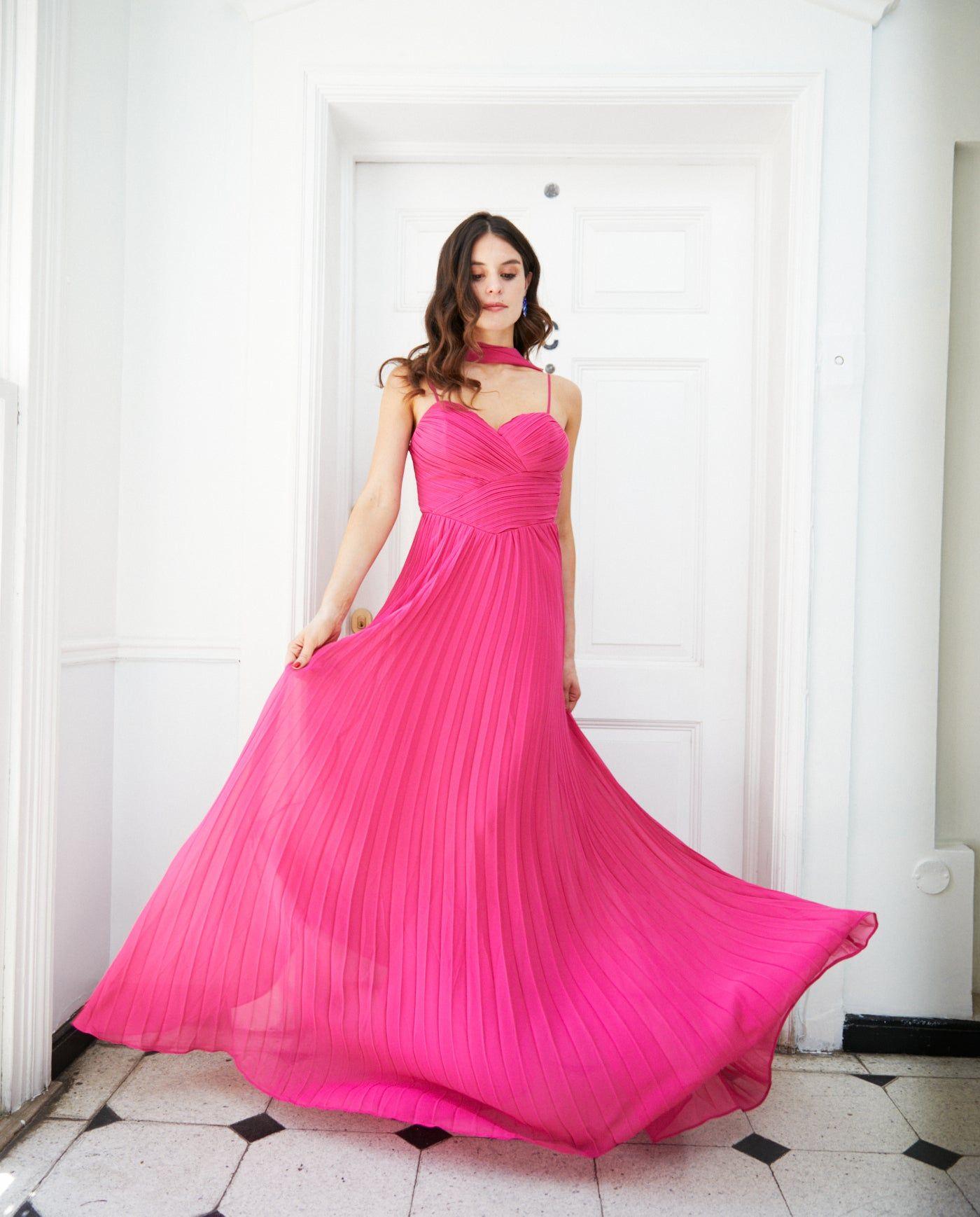 Vestido Largo de Fiesta Milagros Fucsia-3