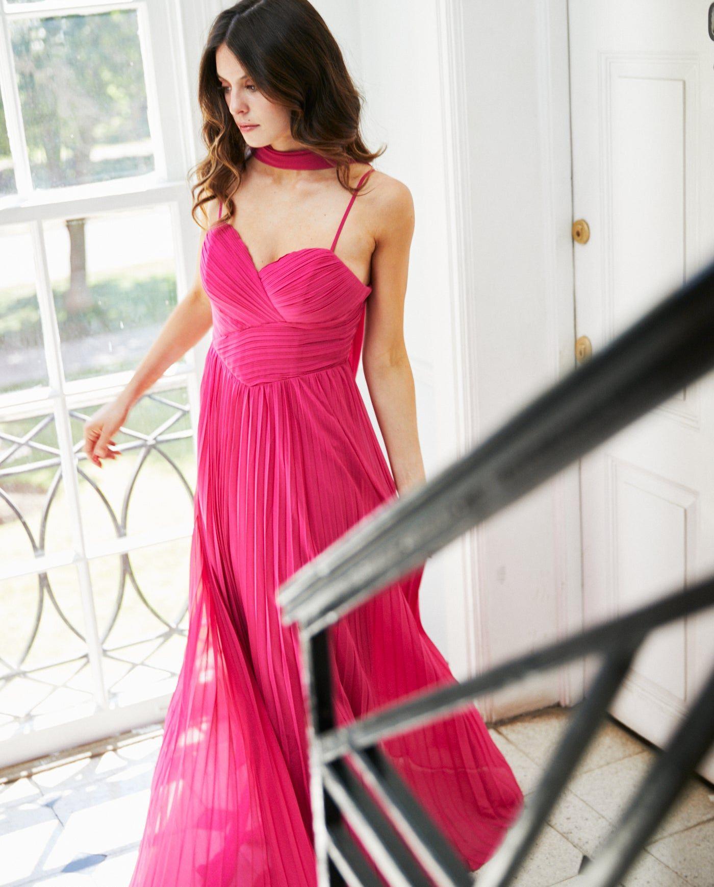 Vestido Largo de Fiesta Milagros Fucsia-4