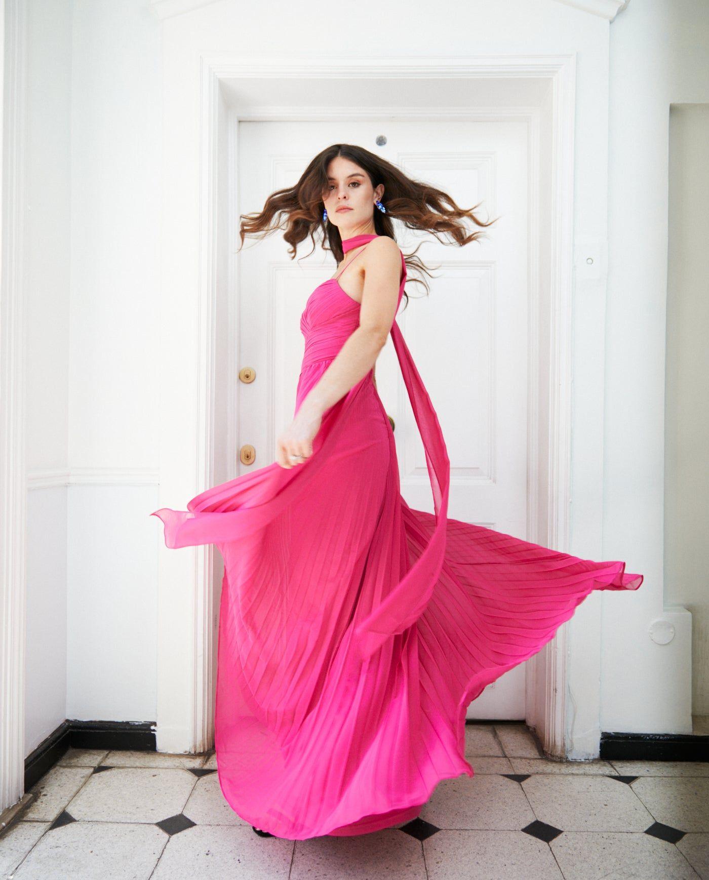 Vestido Largo de Fiesta Milagros Fucsia-6