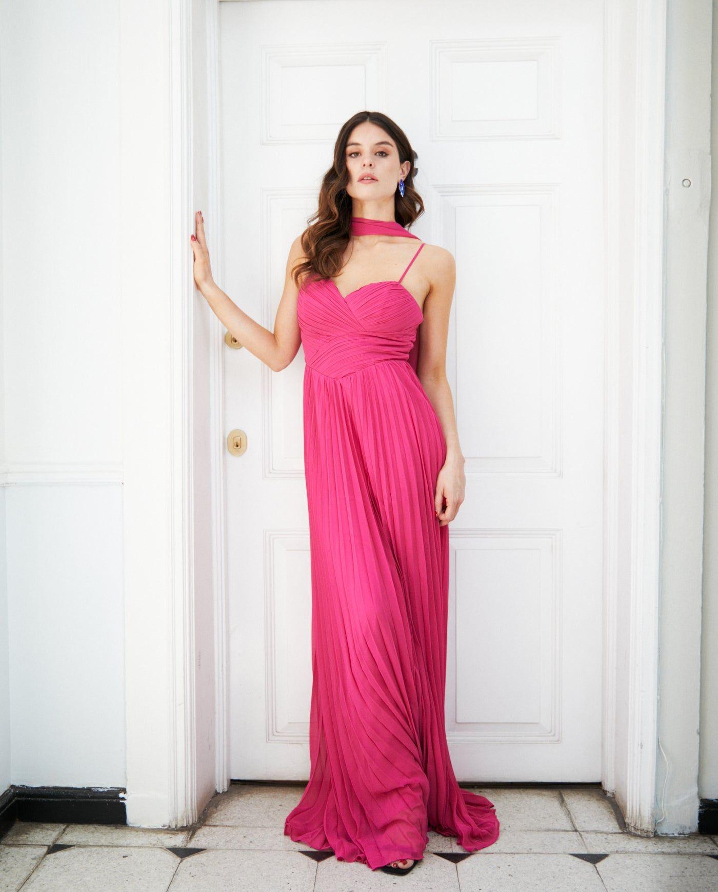 Vestido Largo de Fiesta Milagros Fucsia-7