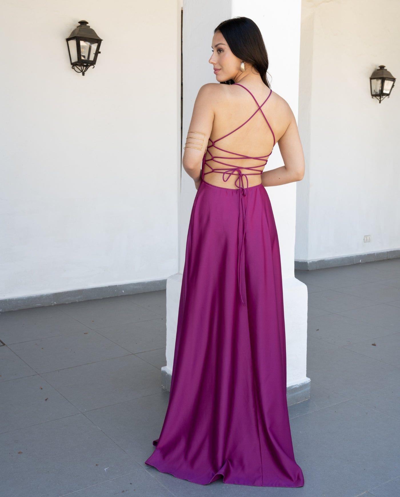 Vestido de Fiesta Largo Camila Magenta-1