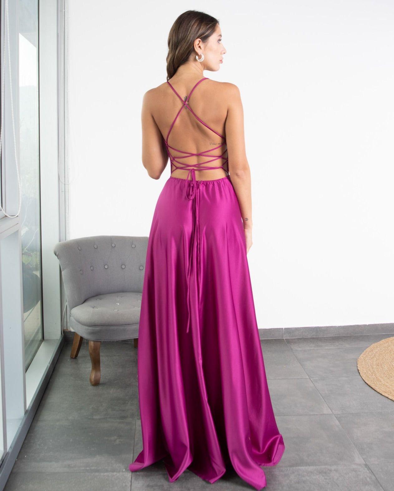 Vestido de Fiesta Largo Camila Magenta-6